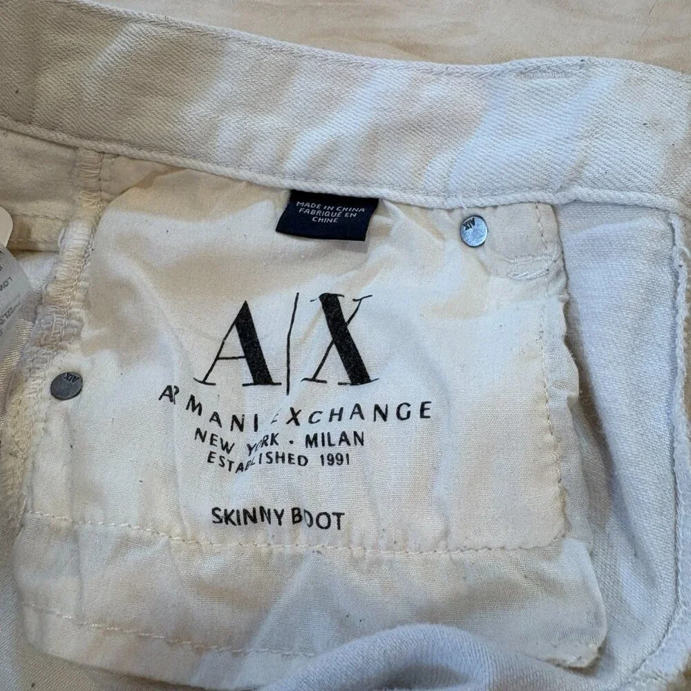A/X Armani Exchange Womens White Skinny‎ Bootcut Y2K Jeans Size 28S